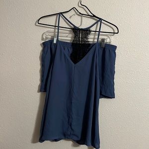 Adore Me 2 Piece Blue Lace Racer Back Sleep Set Size L